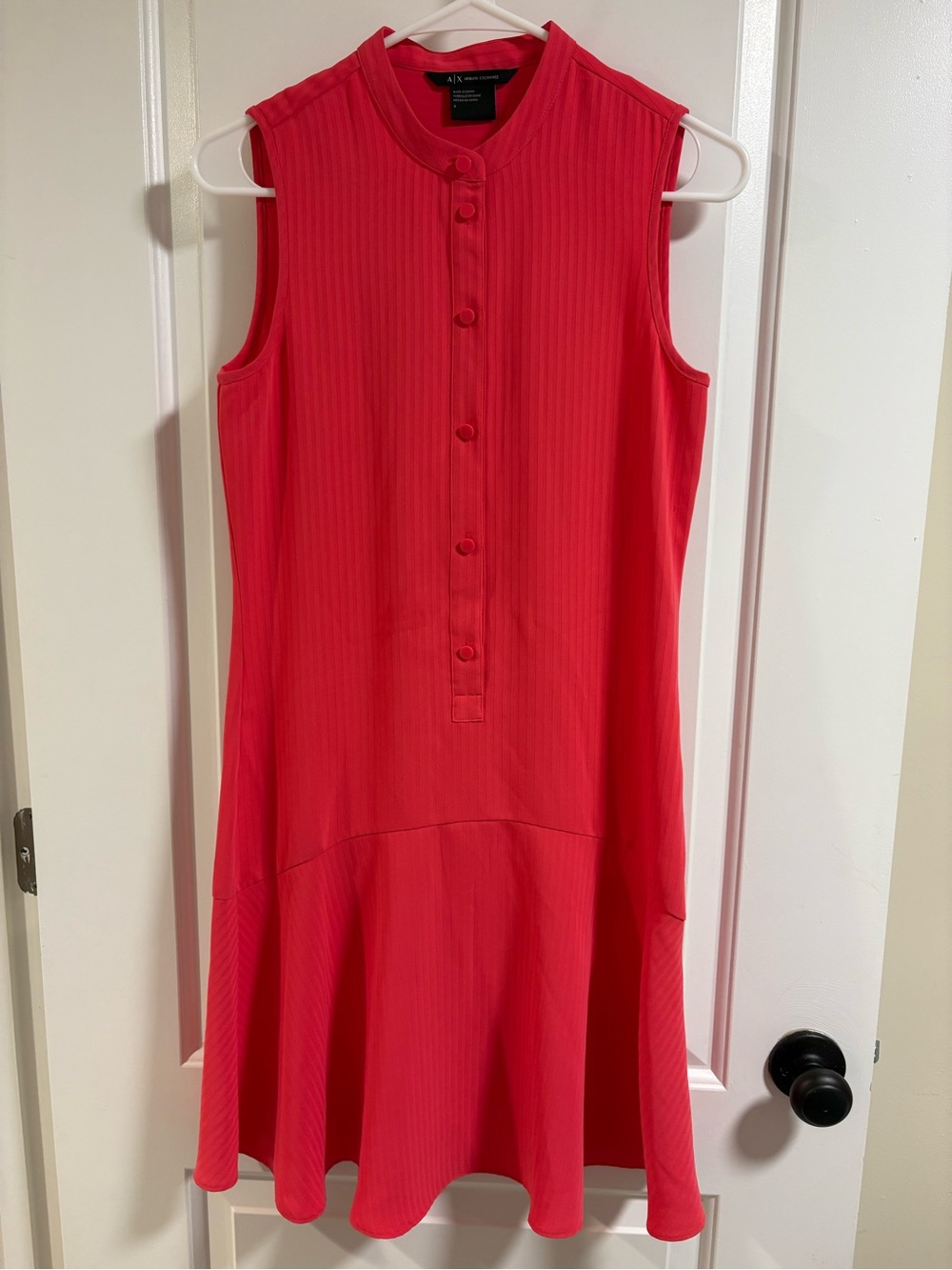 Armani Exchange Vibrant Pink Ribbed Button-Front Dress